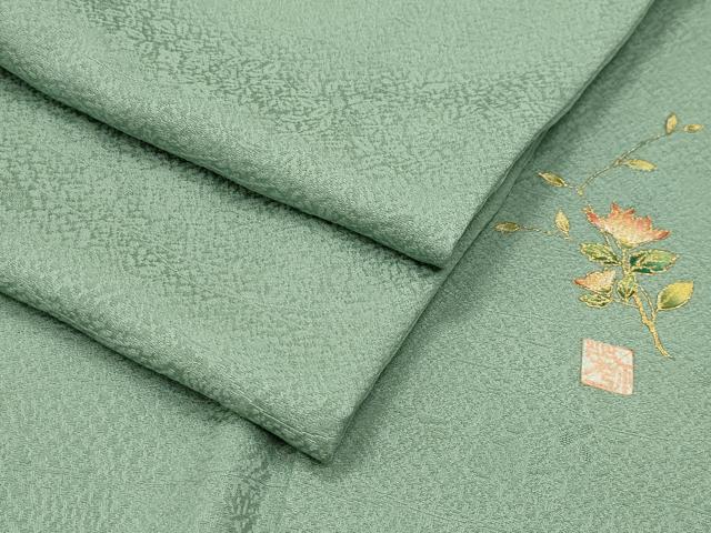 平和屋着物●上質な色無地　作家物　山葵色　正絹　逸品　CABI0781gh