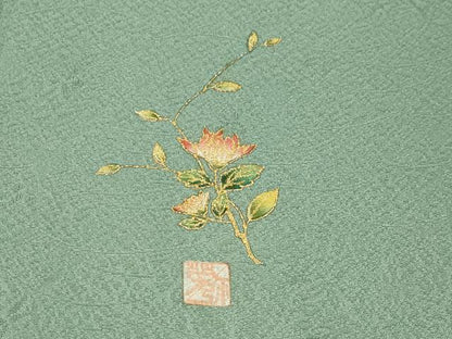 平和屋着物●上質な色無地　作家物　山葵色　正絹　逸品　CABI0781gh