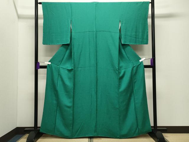 平和屋着物●上質な色無地　舞花地紋　若竹色　正絹　逸品　未使用　CABI0784gh