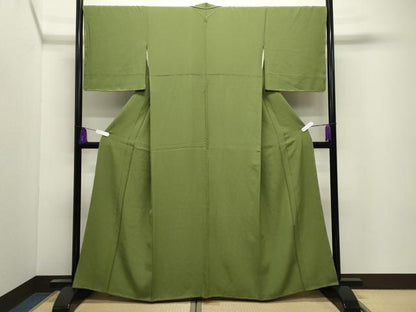 平和屋着物●上質な色無地　青丹色　正絹　逸品　未使用　CABI0785gh