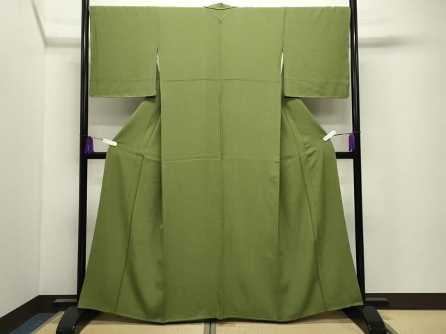 平和屋着物●上質な色無地　青丹色　正絹　逸品　未使用　CABI0785gh
