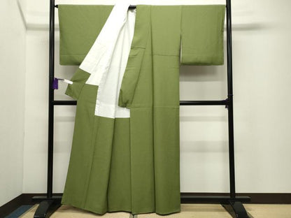 平和屋着物●上質な色無地　青丹色　正絹　逸品　未使用　CABI0785gh