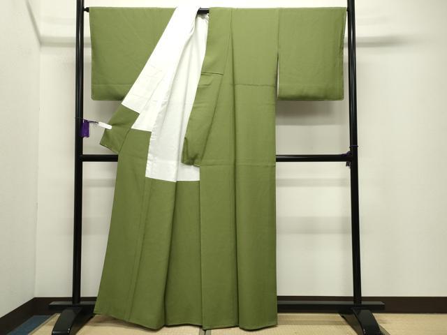 平和屋着物●上質な色無地　青丹色　正絹　逸品　未使用　CABI0785gh