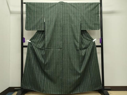 平和屋着物●結城紬　80亀甲　縞　正絹　逸品　未使用　CABI0786gh