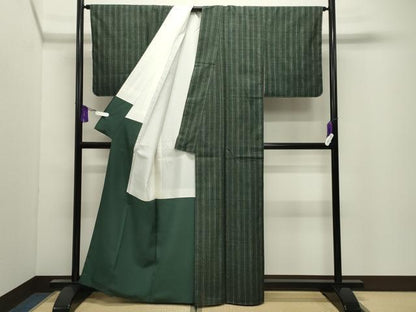 平和屋着物●結城紬　80亀甲　縞　正絹　逸品　未使用　CABI0786gh