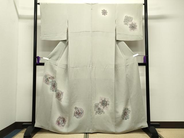 平和屋着物●訪問着　作家物　萬代草木染　色紙重ね鳳凰花文　暈し染め　鬼しぼ縮緬　正絹　逸品　CABI0788gh