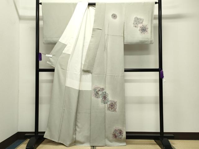 平和屋着物●訪問着　作家物　萬代草木染　色紙重ね鳳凰花文　暈し染め　鬼しぼ縮緬　正絹　逸品　CABI0788gh