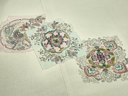 平和屋着物●訪問着　作家物　萬代草木染　色紙重ね鳳凰花文　暈し染め　鬼しぼ縮緬　正絹　逸品　CABI0788gh