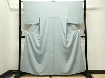 平和屋着物●上質な色無地　花丸地紋　秘色色　正絹　逸品　CABI0790gh