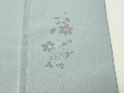 平和屋着物●上質な色無地　花丸地紋　秘色色　正絹　逸品　CABI0790gh