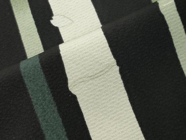 平和屋着物●上質な小紋　竹舞桜間道　黒地　正絹　逸品　CABI0791gh