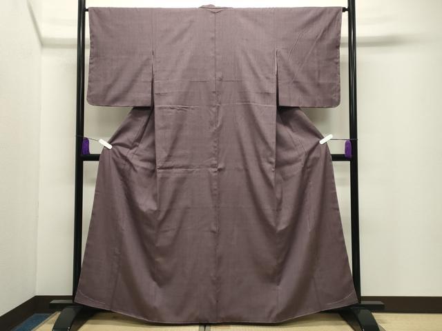 平和屋着物●結城紬　色無地　葡萄鼠色　正絹　逸品　未使用　CABI0794gh