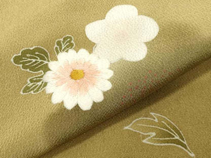 平和屋着物●訪問着　刺繍　雪輪舞花文　暈し染め　鬼しぼ縮緬　正絹　逸品　CABI0796gh