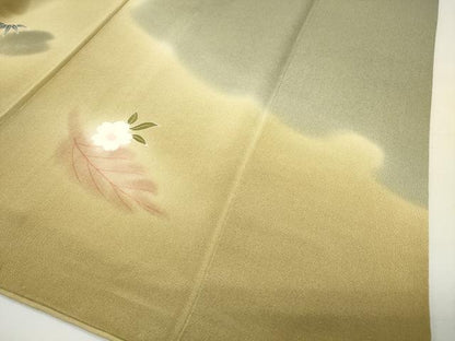 平和屋着物●訪問着　刺繍　雪輪舞花文　暈し染め　鬼しぼ縮緬　正絹　逸品　CABI0796gh