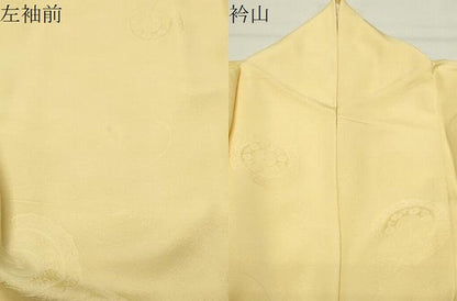 平和屋着物●上質な色無地　鏡裏花地紋　淡黄色　正絹　逸品　CABI0798gh
