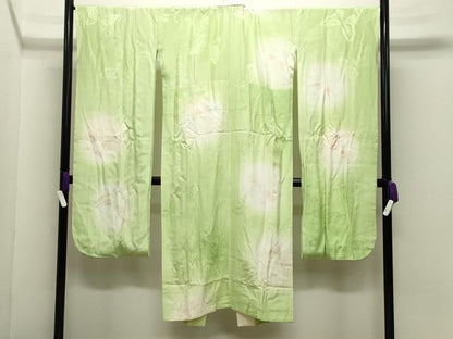平和屋着物●振袖用長襦袢　無双仕立て　舞蝶地紋　蛍暈し　正絹　逸品　CABI0799gh