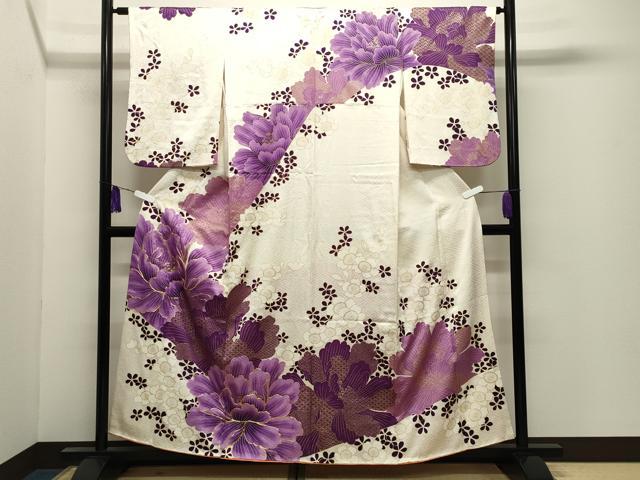 平和屋着物●訪問着　駒刺繍　牡丹花文　金彩　正絹　逸品　CABI0800gh