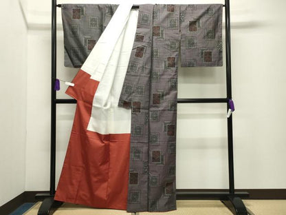 平和屋着物●本場大島紬　9マルキ　色紙重ね花文　正絹　逸品　CABI0802gh