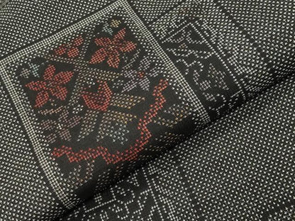 平和屋着物●本場大島紬　9マルキ　色紙重ね花文　正絹　逸品　CABI0802gh