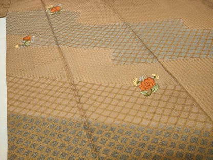 平和屋着物●訪問着　刺繍　花唐草文　金糸　正絹　逸品　CABI0803gh