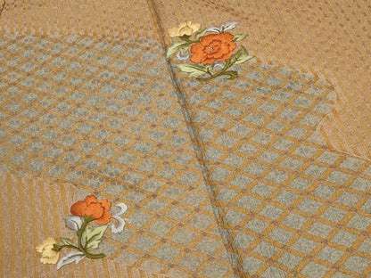 平和屋着物●訪問着　刺繍　花唐草文　金糸　正絹　逸品　CABI0803gh