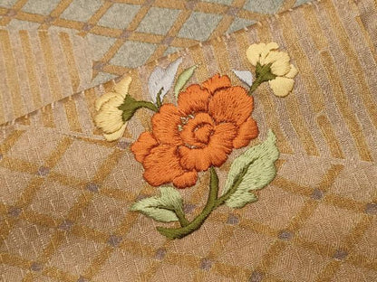 平和屋着物●訪問着　刺繍　花唐草文　金糸　正絹　逸品　CABI0803gh
