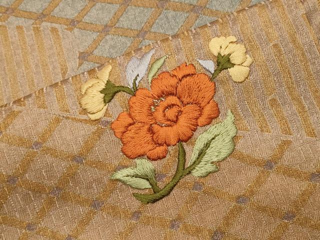 平和屋着物●訪問着　刺繍　花唐草文　金糸　正絹　逸品　CABI0803gh