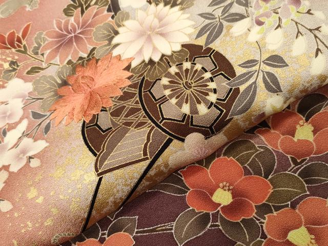 平和屋着物●岡田茂実　訪問着　刺繍　花車文　暈し染め　金彩　正絹　逸品　未使用　CABI0804gh