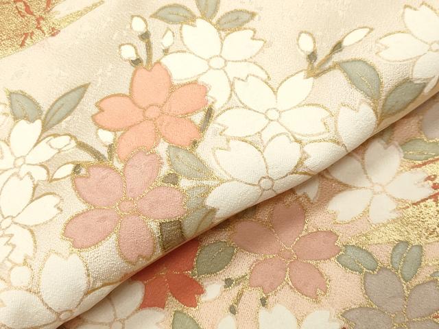 平和屋着物●訪問着　駒刺繍　舞桜文　暈し染め　金彩　正絹　逸品　CABI0809gh