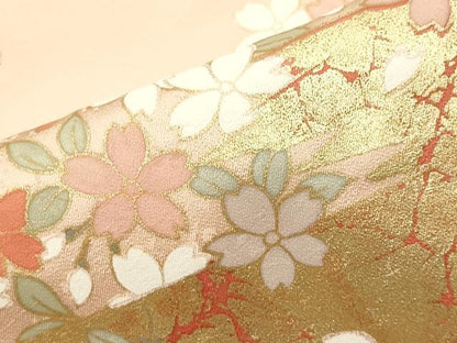 平和屋着物●訪問着　駒刺繍　舞桜文　暈し染め　金彩　正絹　逸品　CABI0809gh