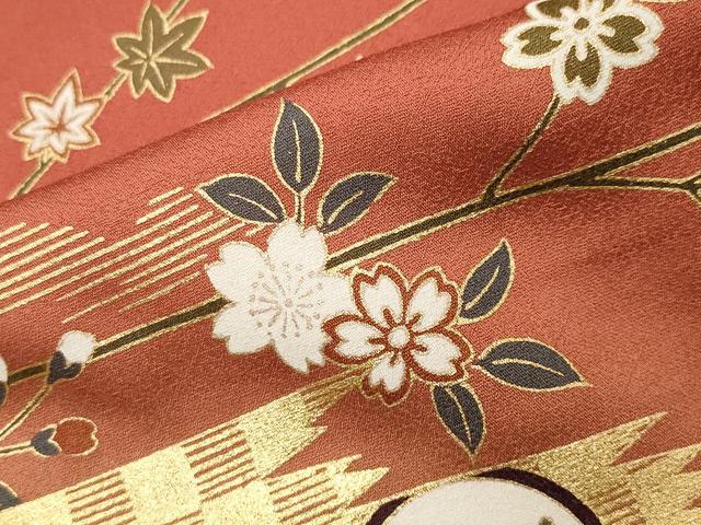 平和屋着物●訪問着　扇面鴛鴦花文　暈し染め　金彩　正絹　逸品　未使用　CABI0814gh