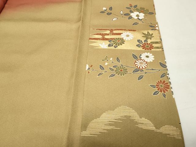 平和屋着物●訪問着　扇面鴛鴦花文　暈し染め　金彩　正絹　逸品　未使用　CABI0814gh