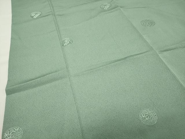 平和屋着物●中国三大刺繍　スワトウ刺繍　総刺繍　色無地　梅笹地紋　薄萌葱色　正絹　逸品　CABI0816gh