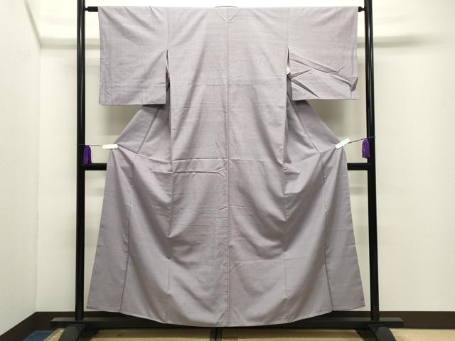 平和屋着物●結城紬　色無地　藤色　正絹　逸品　CABI0818gh