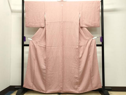 平和屋着物●上質な色無地　吉祥地紋　珊瑚色　正絹　逸品　CABI0821gh