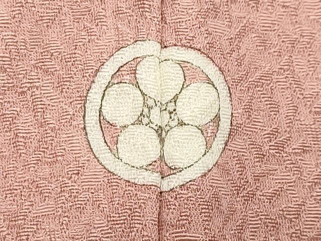 平和屋着物●上質な色無地　吉祥地紋　珊瑚色　正絹　逸品　CABI0821gh