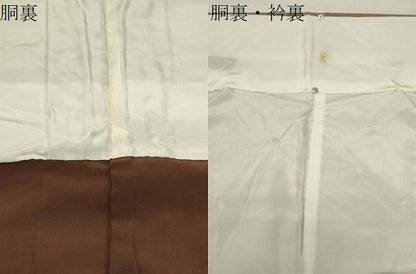 平和屋着物●結城紬　色無地　白茶色　正絹　逸品　CABI0825gh