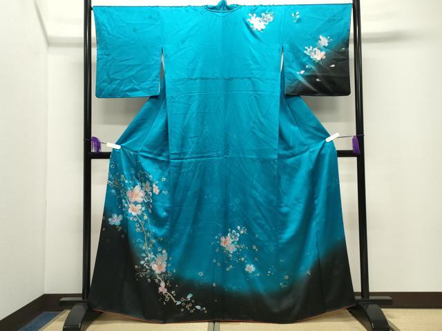 平和屋着物●訪問着　舞桜文　暈し染め　金彩　正絹　逸品　CABI0826gh