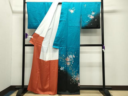 平和屋着物●訪問着　舞桜文　暈し染め　金彩　正絹　逸品　CABI0826gh
