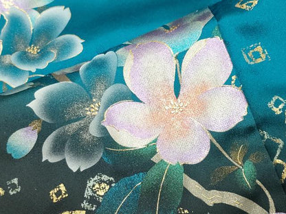平和屋着物●訪問着　舞桜文　暈し染め　金彩　正絹　逸品　CABI0826gh
