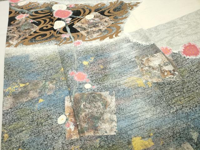 平和屋着物●訪問着　流水枝梅文　金銀彩　正絹　逸品　CABI0827gh
