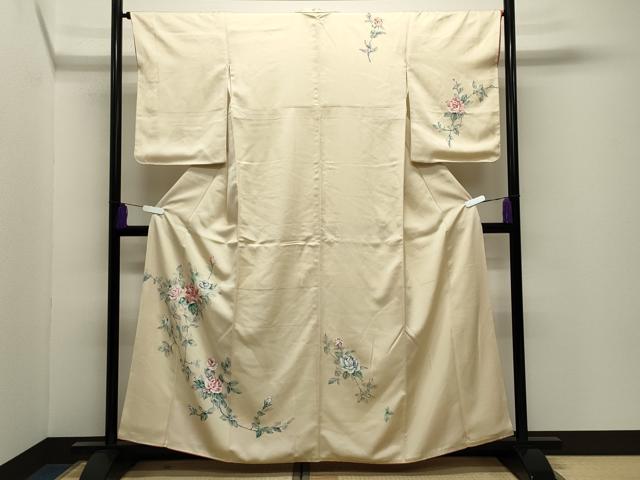 平和屋着物●訪問着　手描き　薔薇　正絹　逸品　CABI0830gh