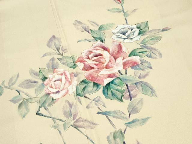 平和屋着物●訪問着　手描き　薔薇　正絹　逸品　CABI0830gh