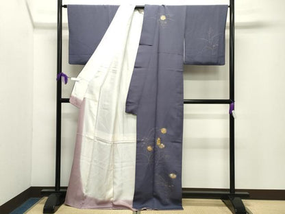 平和屋着物●訪問着　竹屋町刺繍　草花文　金彩　正絹　逸品　CABI0833gh