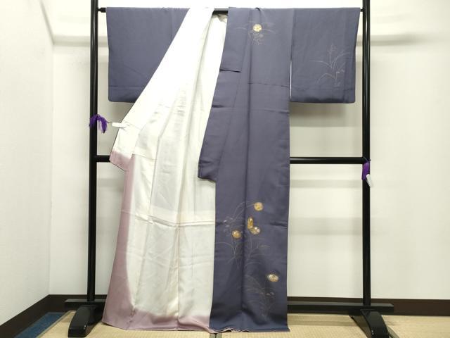 平和屋着物●訪問着　竹屋町刺繍　草花文　金彩　正絹　逸品　CABI0833gh