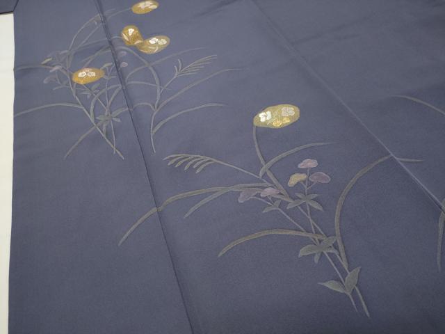 平和屋着物●訪問着　竹屋町刺繍　草花文　金彩　正絹　逸品　CABI0833gh