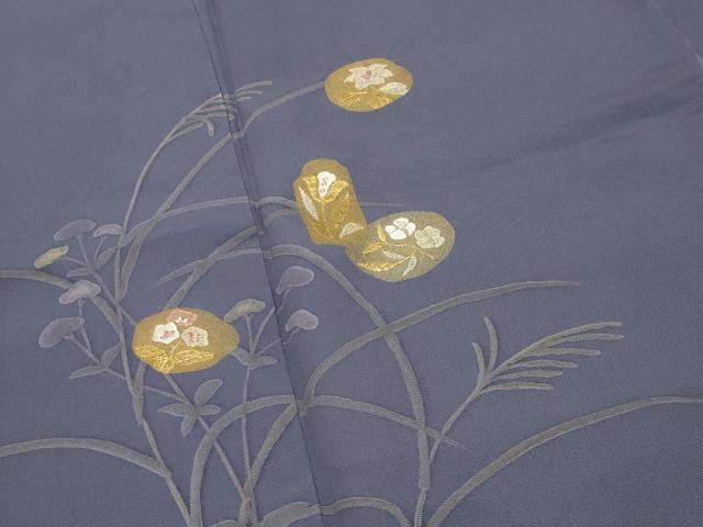 平和屋着物●訪問着　竹屋町刺繍　草花文　金彩　正絹　逸品　CABI0833gh