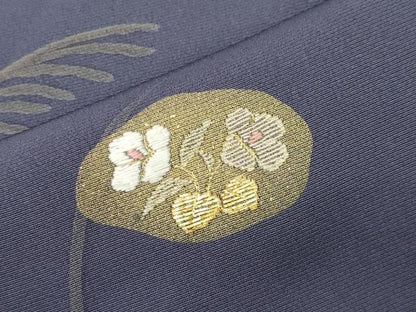 平和屋着物●訪問着　竹屋町刺繍　草花文　金彩　正絹　逸品　CABI0833gh