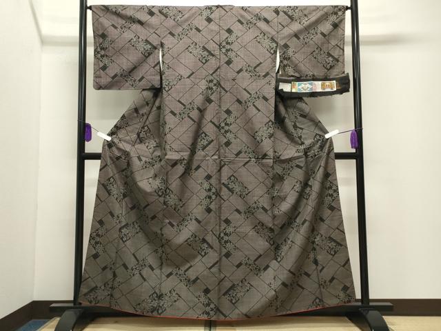 平和屋着物●本場大島紬　7マルキ　檜垣花文　証紙付き　正絹　逸品　CABI0842gh