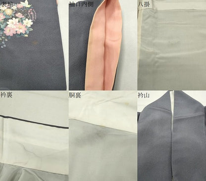 平和屋着物●訪問着　飛蝶花丸文　金彩　正絹　逸品　CABI0849gh